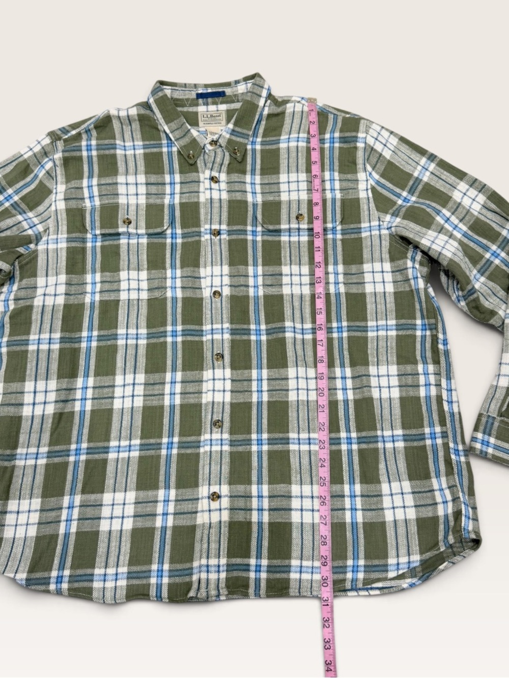 L.L.Bean 1912 Field Flannel Plaid Shirt Slightly Fitted Deep Olive XXL NWT - Picture 9 of 15